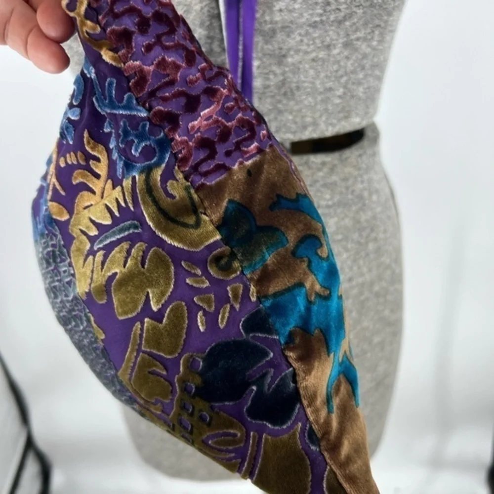 Vintage granny core BoHo velvet multi print Crossbody pouch purse